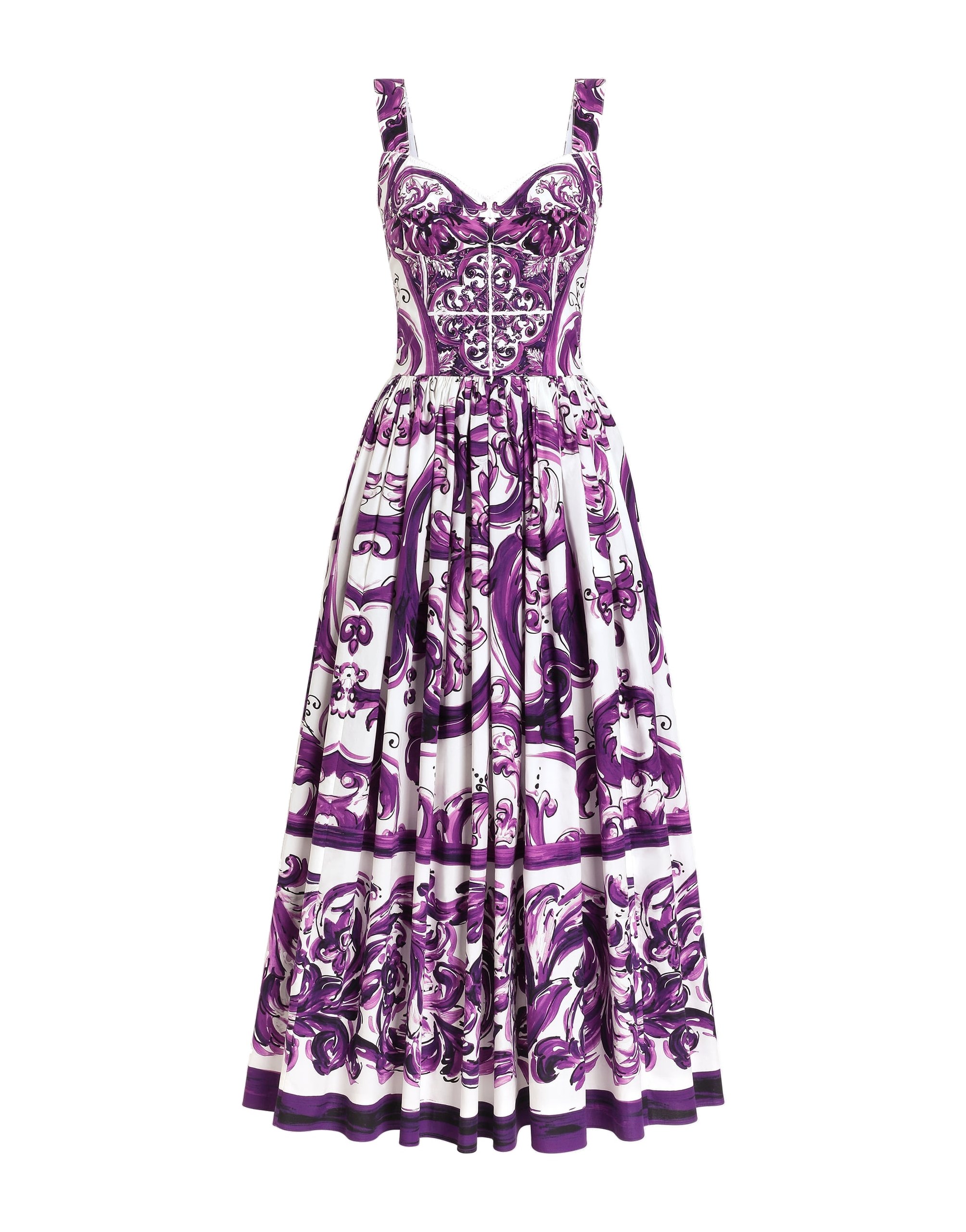 Dolce & Gabbana Long poplin dress with Majolica print