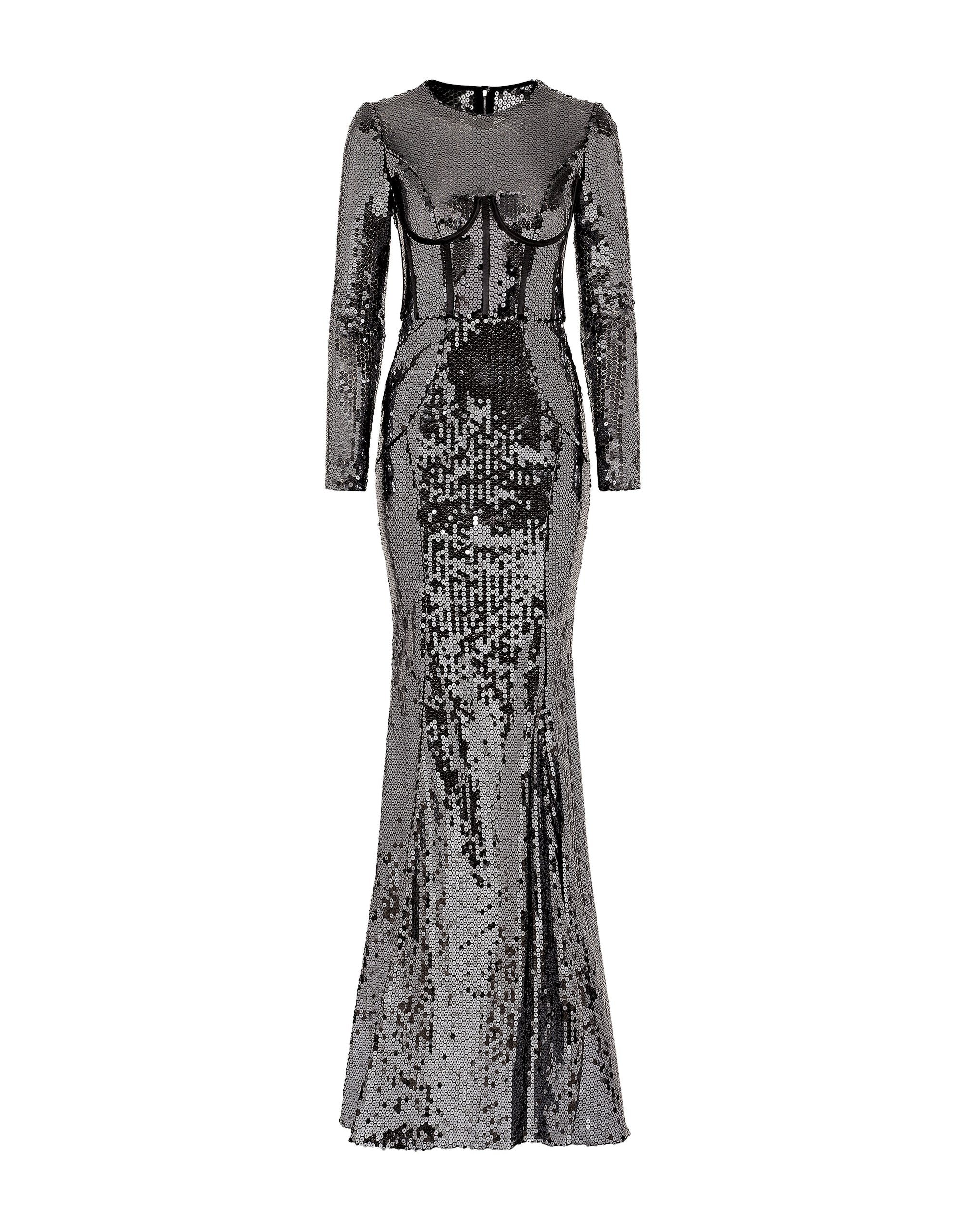 Dolce & Gabbana Long sequined dress with corset detailing