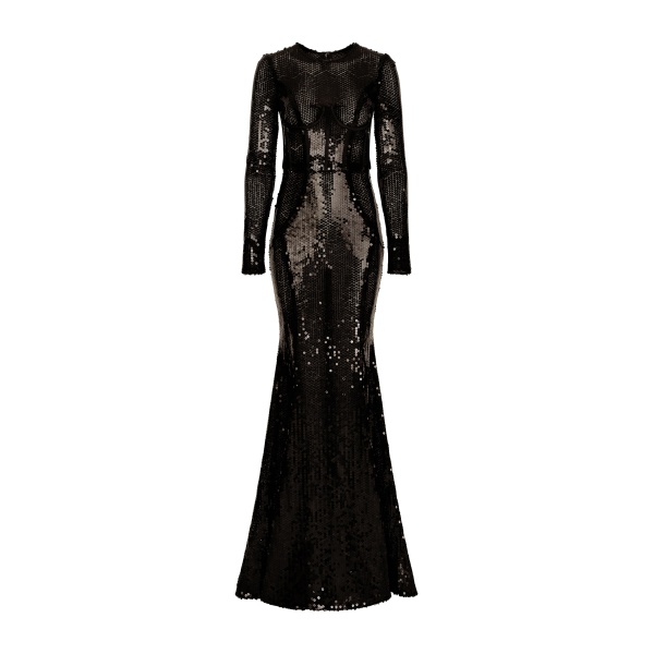 Dolce & Gabbana Long sequined dress with corset detailing