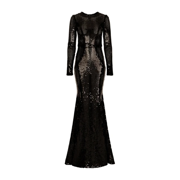 Dolce & Gabbana Long sequined dress with corset detailing
