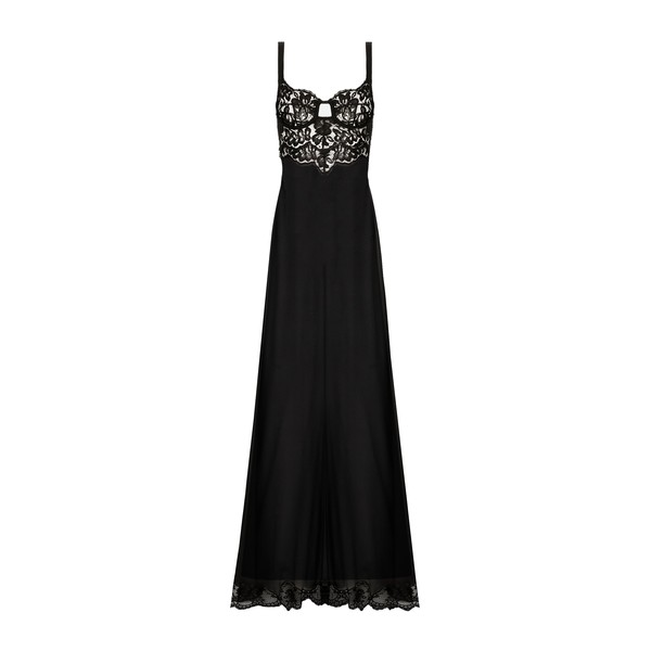 Dolce & Gabbana Long silk chiffon dress with lace body