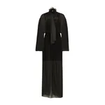 Dolce & Gabbana Long silk chiffon dress with polka-dot print, a pussy-bow detail and flower on neck