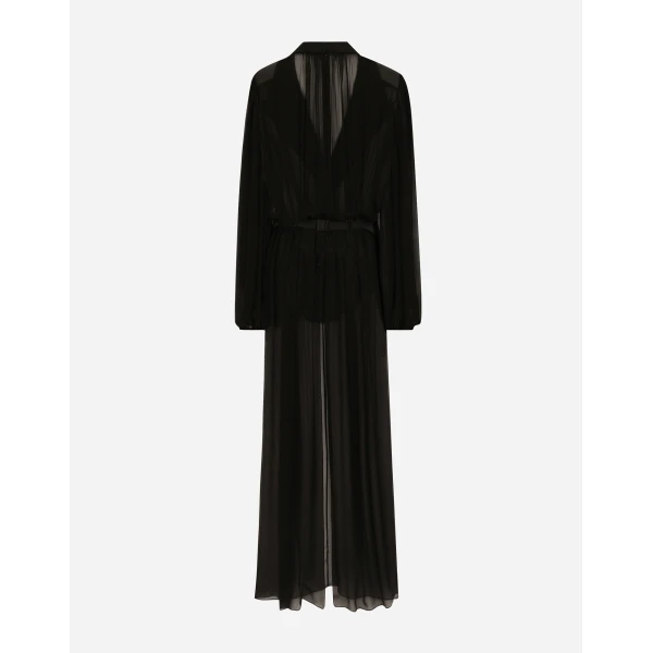 Dolce & Gabbana Long silk chiffon tuxedo dress, view 2