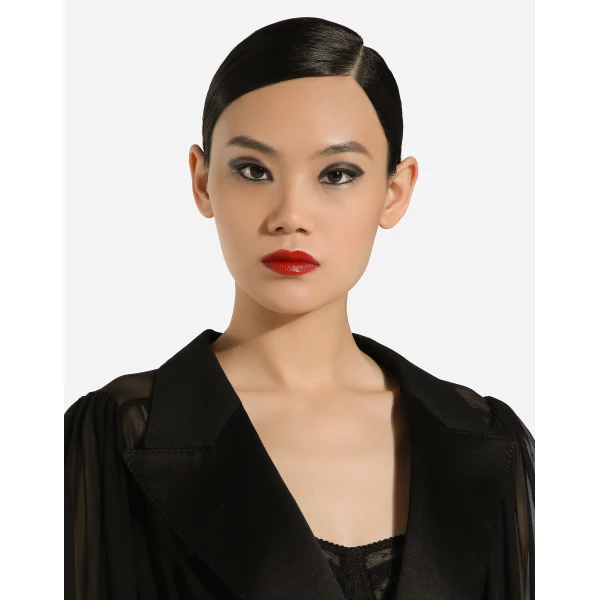 Dolce & Gabbana Long silk chiffon tuxedo dress, view 6