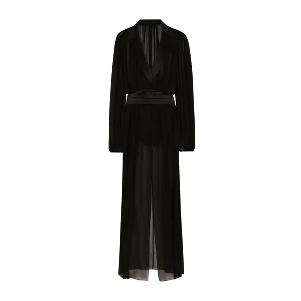 Dolce & Gabbana Long silk chiffon tuxedo dress