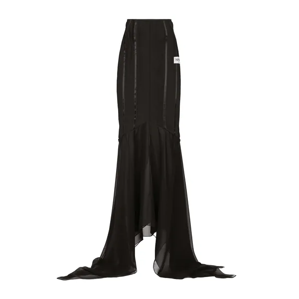 Dolce & Gabbana Long silk skirt with mermaid ruffle