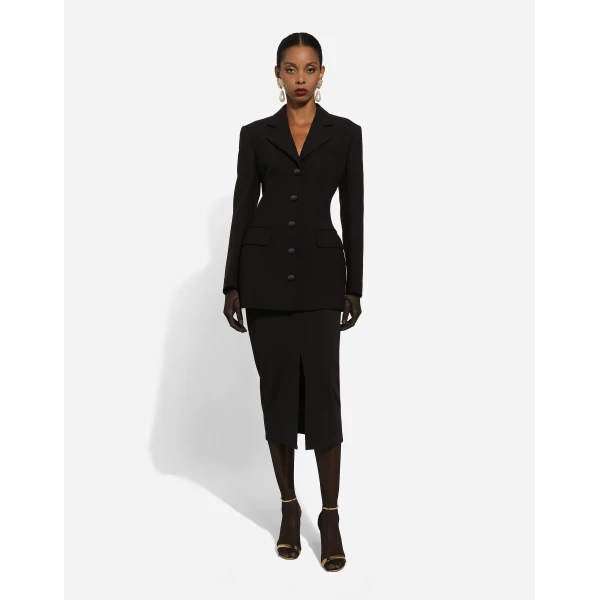 Dolce & Gabbana Long single-breasted wool cady Dolce-fit jacket, view 3