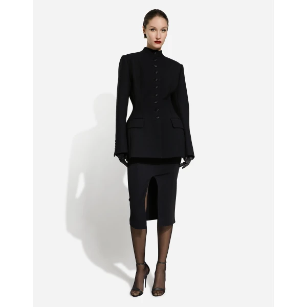 Dolce & Gabbana Long single-breasted wool cady Dolce-fit jacket, view 3