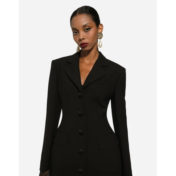 Dolce & Gabbana Long single-breasted wool cady Dolce-fit jacket, view 5