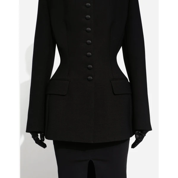Dolce & Gabbana Long single-breasted wool cady Dolce-fit jacket, view 5