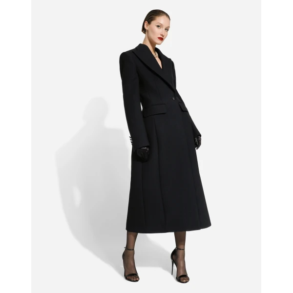 Dolce & Gabbana Long single-breasted wool cady coat, view 3