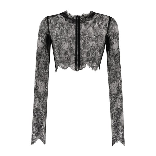 Dolce & Gabbana Long-sleeved Chantilly lace crop top