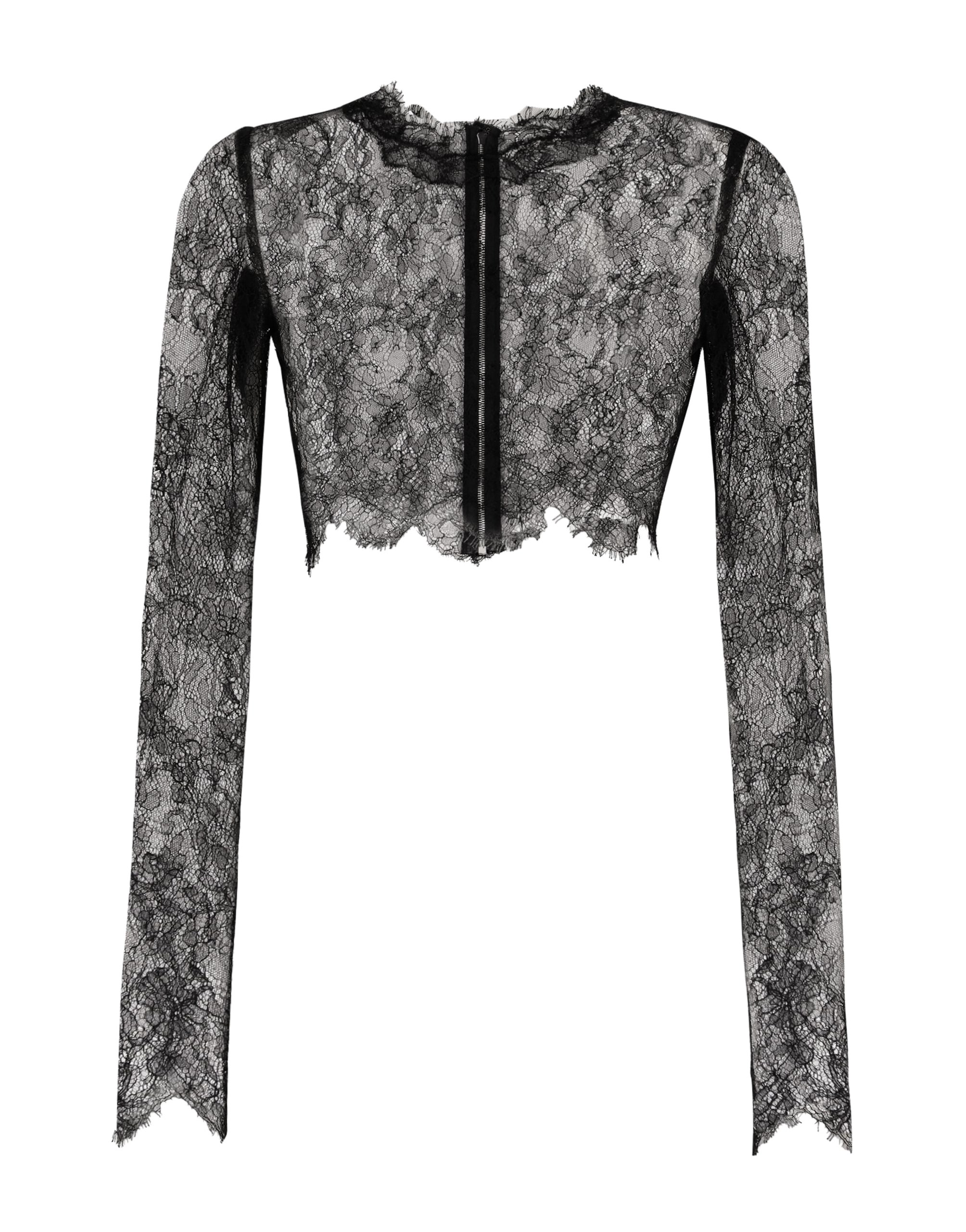 Dolce & Gabbana Long-sleeved Chantilly lace crop top