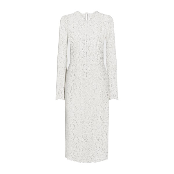 Dolce & Gabbana Long-sleeved branded stretch lace dress