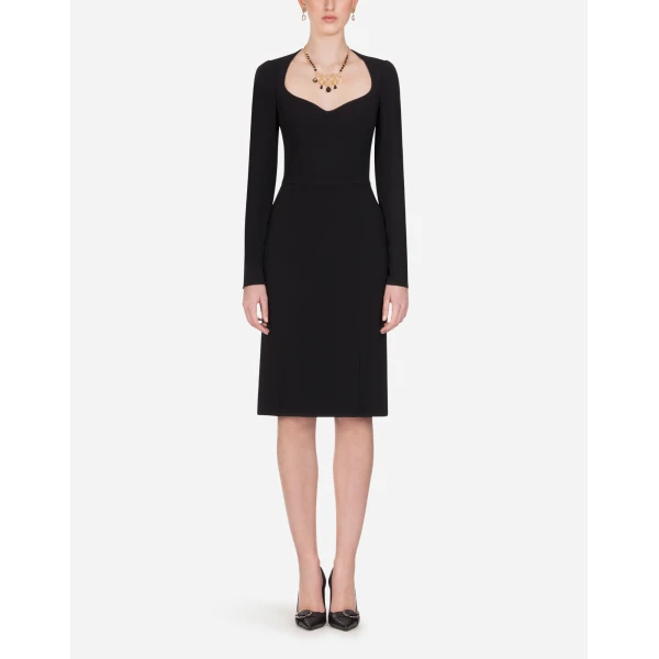 Dolce & Gabbana Long-sleeved cady midi dress, view 2