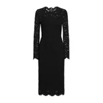 Dolce & Gabbana Long-sleeved calf-length dress in branded stretch lace