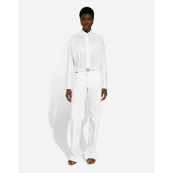 Dolce & Gabbana Long-sleeved cotton shirt with embroidered collar, view 2