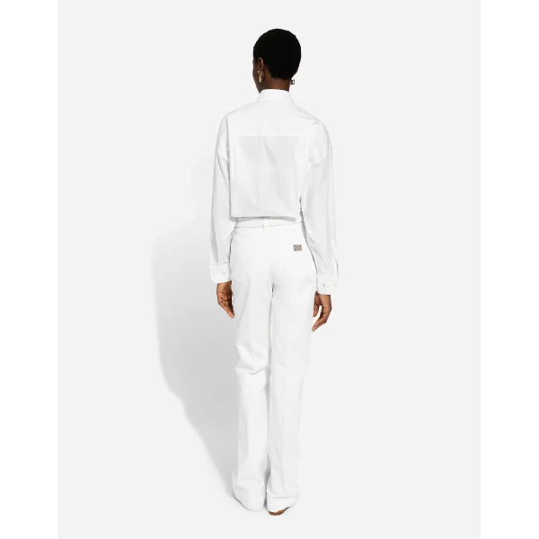 Dolce & Gabbana Long-sleeved cotton shirt with embroidered collar, view 3