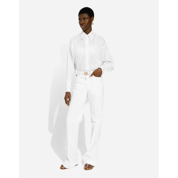 Dolce & Gabbana Long-sleeved cotton shirt with embroidered collar, view 5