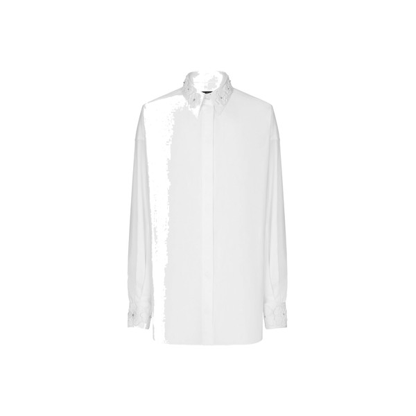 Dolce & Gabbana Long-sleeved cotton shirt with embroidered collar