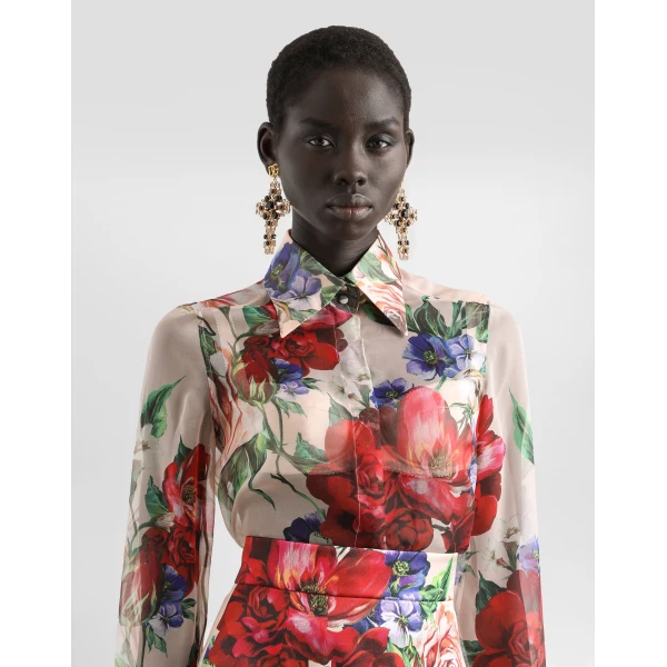 Dolce & Gabbana Long-sleeved floral-print chiffon shirt, view 4