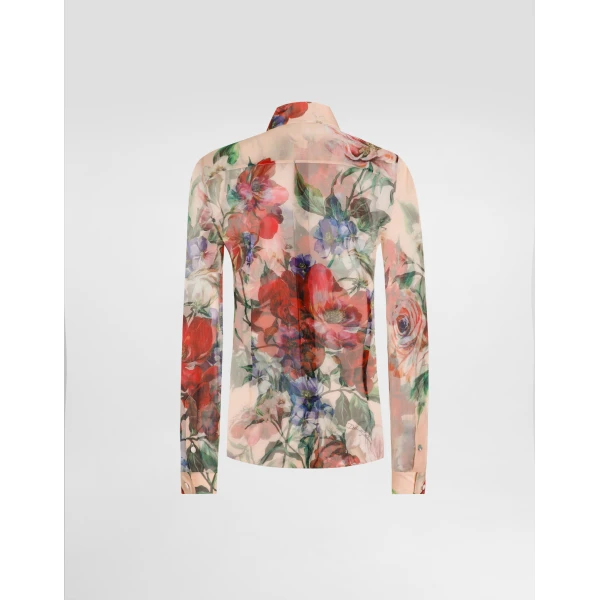 Dolce & Gabbana Long-sleeved floral-print chiffon shirt, view 6