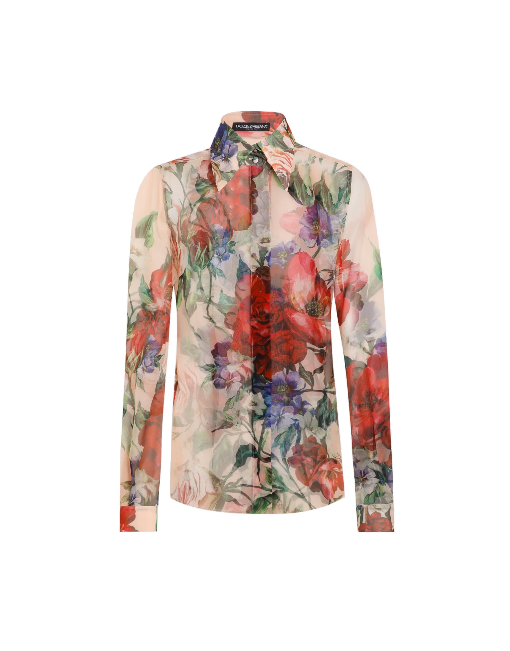 Dolce & Gabbana Long-sleeved floral-print chiffon shirt