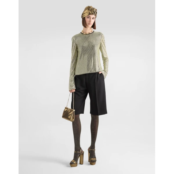 Dolce & Gabbana Long-sleeved top in crystal mesh, view 2
