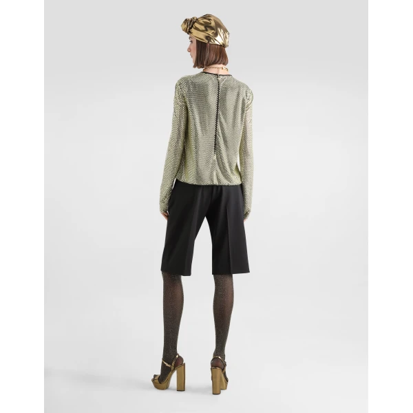 Dolce & Gabbana Long-sleeved top in crystal mesh, view 3