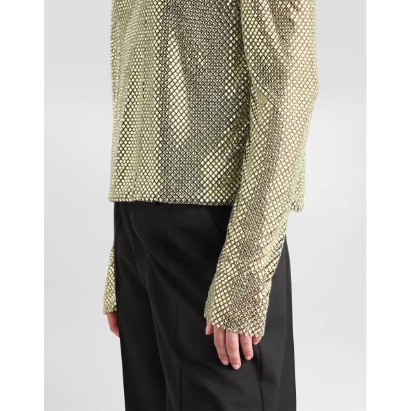 Dolce & Gabbana Long-sleeved top in crystal mesh, view 5