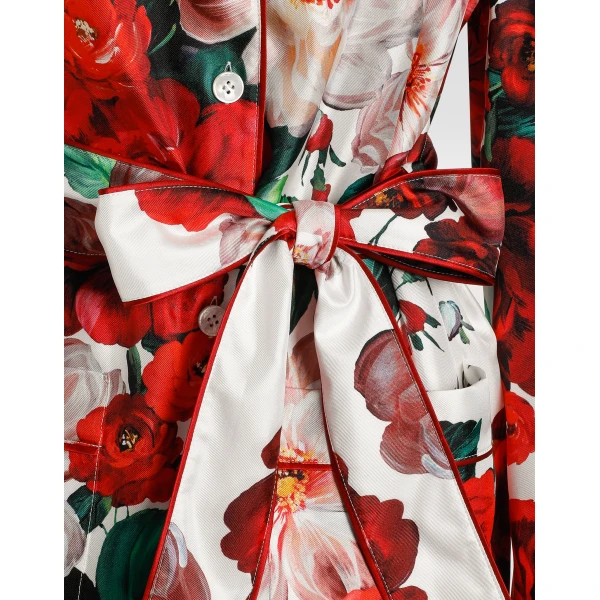 Dolce & Gabbana Long-sleeved twill pajama shirt with rose print, view 6