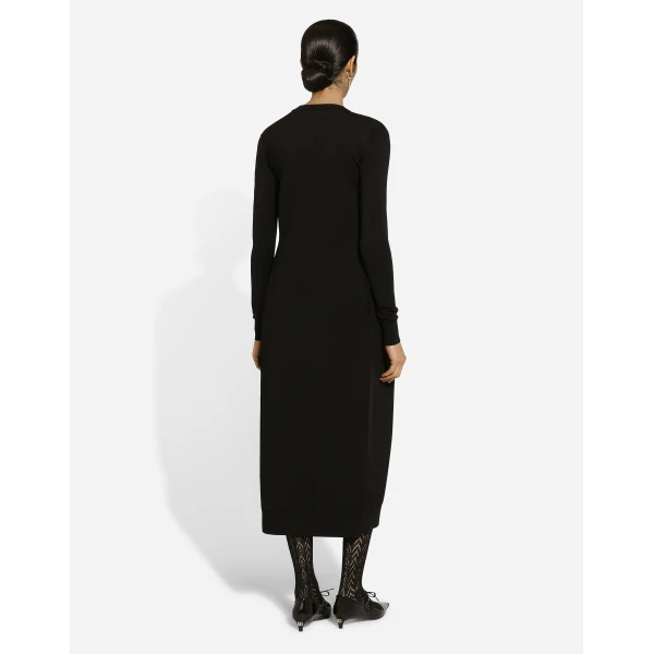Dolce & Gabbana Long stretch viscose knit cardigan with DG logo, view 3