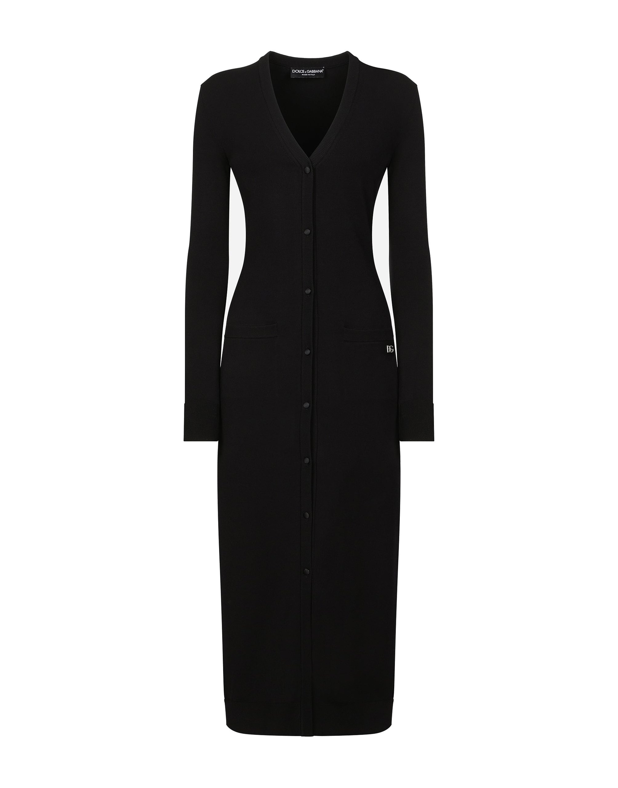 Dolce & Gabbana Long stretch viscose knit cardigan with DG logo