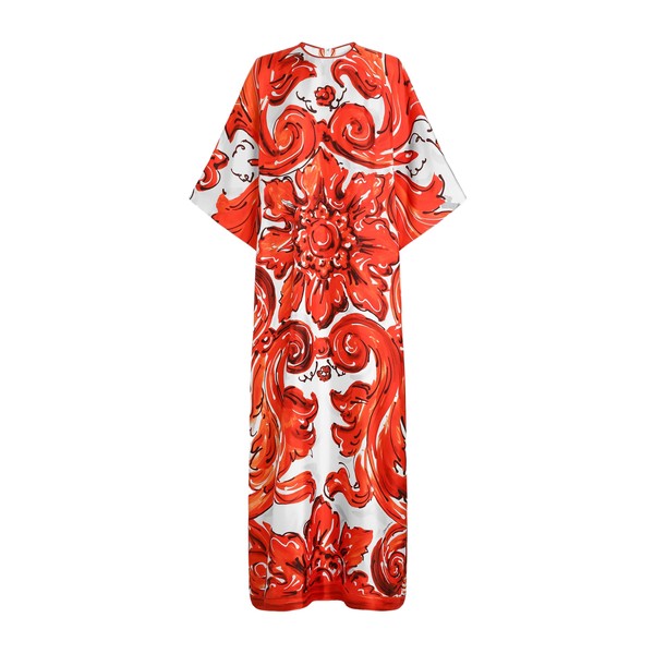 Dolce & Gabbana Long tunic dress in majolica-print twill