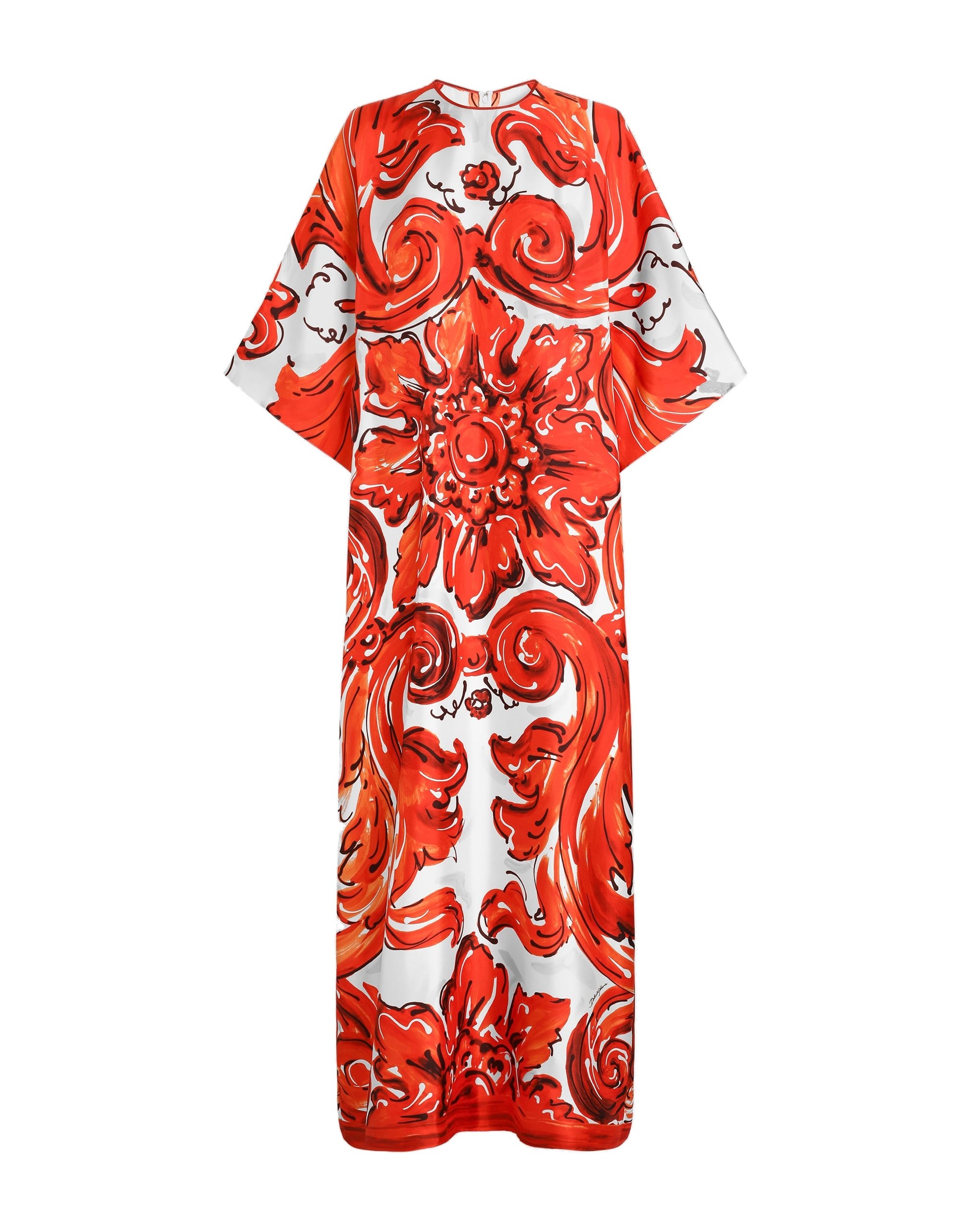 Dolce & Gabbana Long tunic dress in majolica-print twill