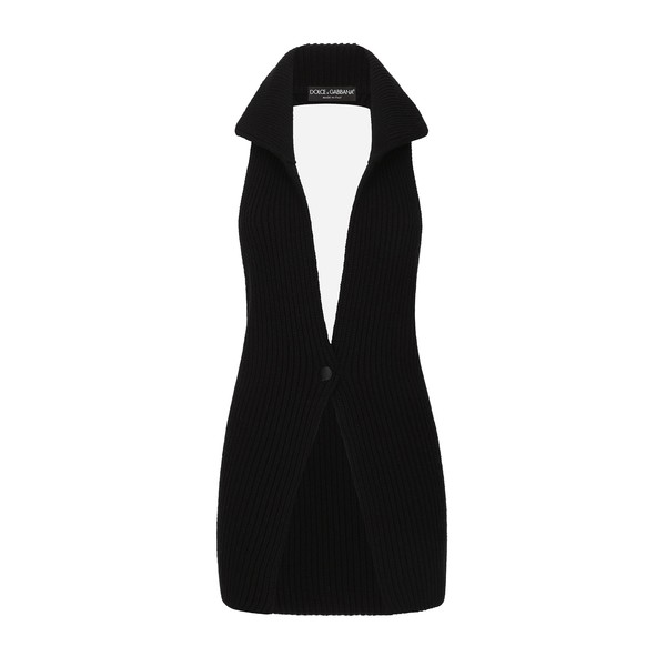 Dolce & Gabbana Long wool fisherman’s rib-knit vest