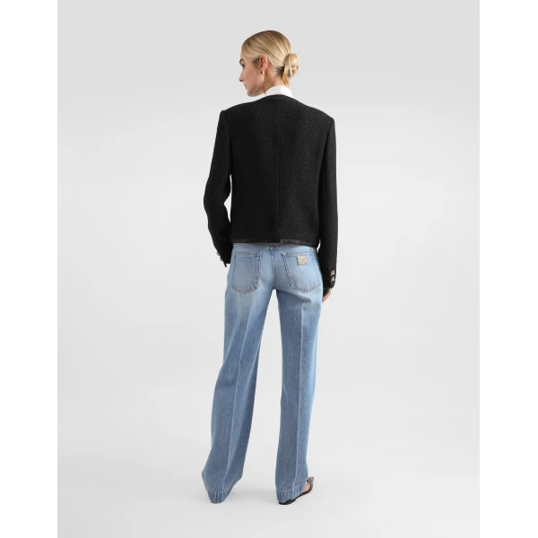 Dolce & Gabbana Loose denim jeans with pressed pleat, view 3