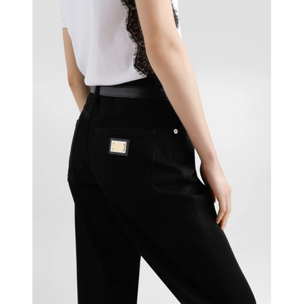 Dolce & Gabbana Loose denim jeans with pressed pleat, view 4