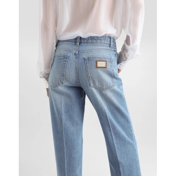 Dolce & Gabbana Loose denim jeans with pressed pleat, view 4