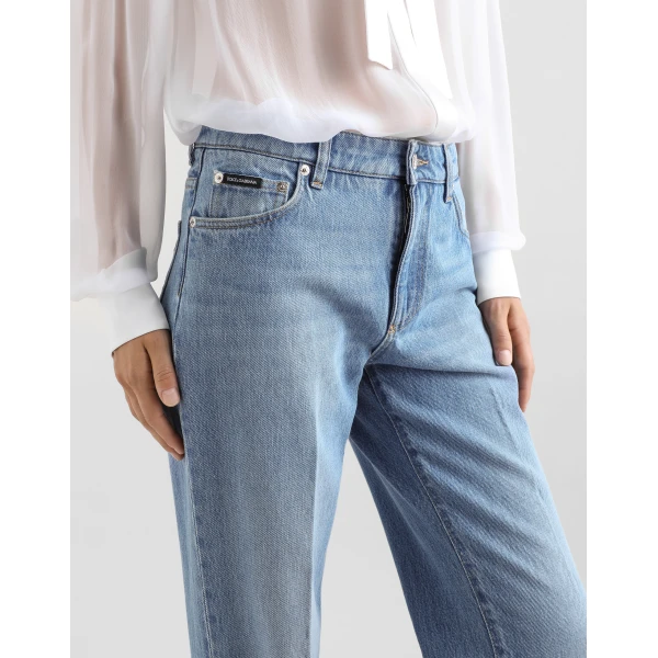 Dolce & Gabbana Loose denim jeans with pressed pleat, view 5