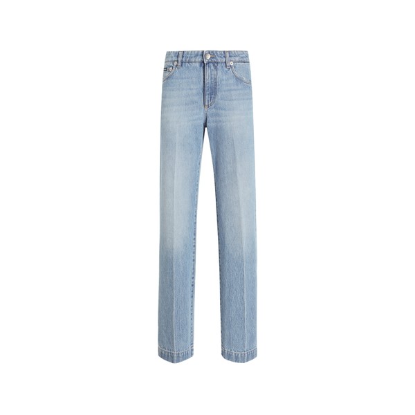 Dolce & Gabbana Loose denim jeans with pressed pleat