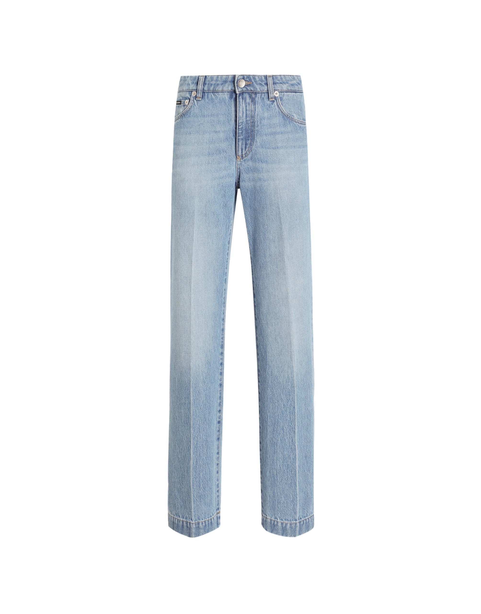 Dolce & Gabbana Loose denim jeans with pressed pleat