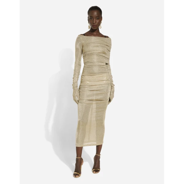 Dolce & Gabbana Lurex mesh calf-length dress, view 3