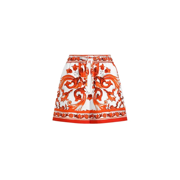 Majolica-print bermuda poplin shorts