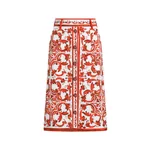 Dolce & Gabbana Majolica-print brocade skirt with jewel buttons
