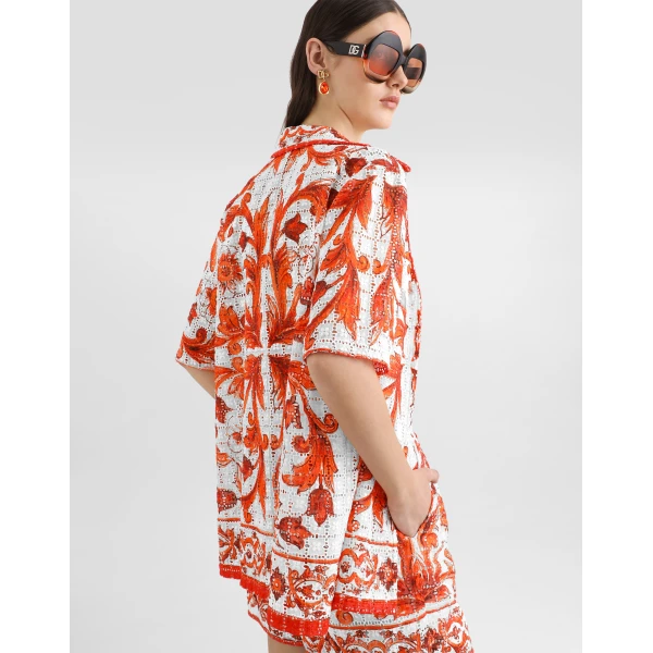 Dolce & Gabbana Majolica-print broderie anglaise lace shirt, view 5