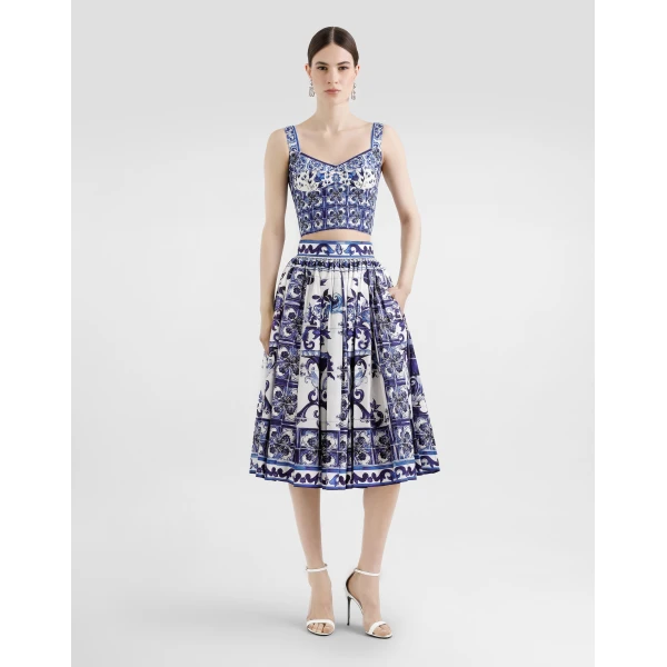 Dolce & Gabbana Majolica-print charmeuse corset Top, view 2