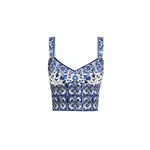 Dolce & Gabbana Majolica-print charmeuse corset Top