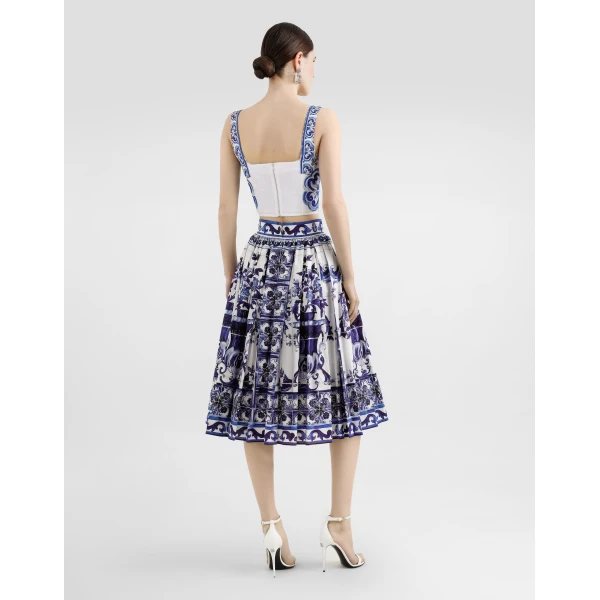 Dolce & Gabbana Majolica-print charmeuse corset Top, view 3