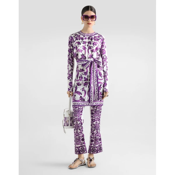Dolce & Gabbana Majolica-print charmeuse dress, view 2